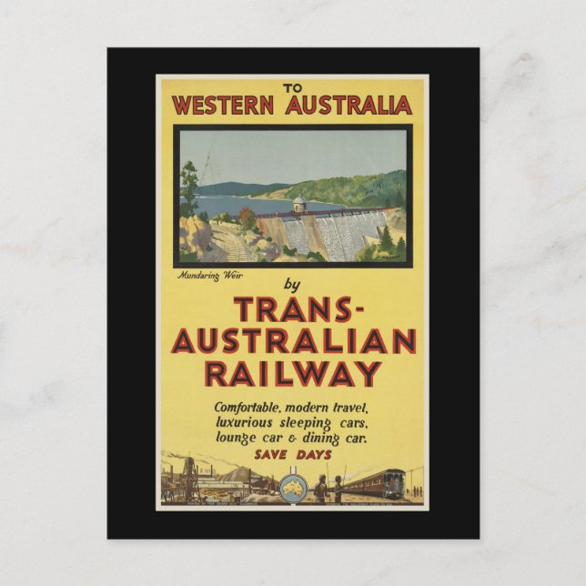 Westerna Australien efter Trans-Australian Railway Vykort (Framsida)