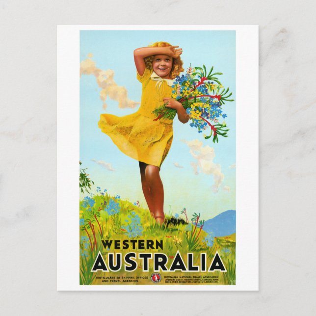Westerna Australien Poster Vintage resor Vykort (Framsida)