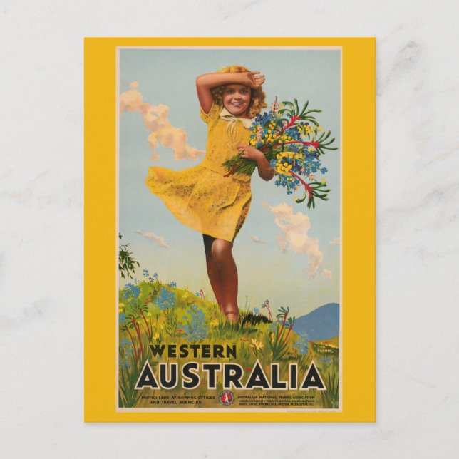 Westerna Australien vintage resor ad Vykort (Framsida)
