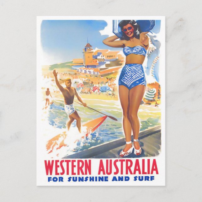 Westerna Australien vintage resor Vykort (Framsida)