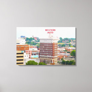 Westerna Auto byggnadLoftCondos Kansas City Canvastryck