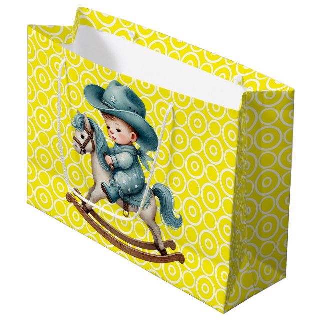 Westerna Baby Cowboyl Large Gift Bag (Framsidan Vinklad)