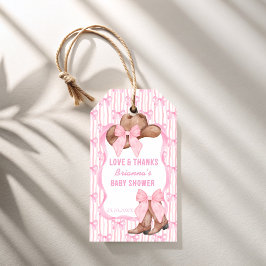westerna babyduschfavörer för rosa bockcowgirl presentetikett
