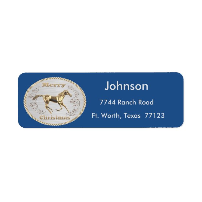 Westerna Bälte Buckle jul Returadress Etikett (Framsidan)