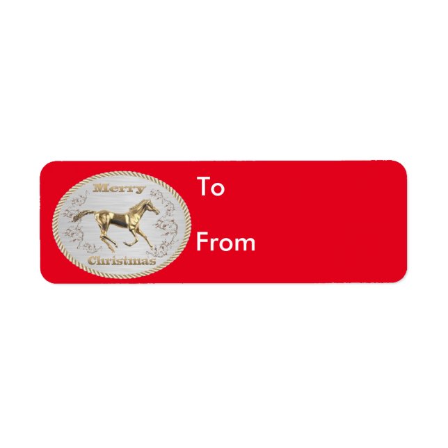 Westerna Bälte Buckle jul Returadress Etikett (Framsidan)