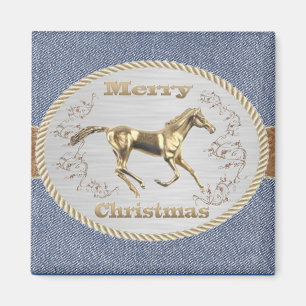 Westerna Bälte-låsbeslag med häst och God jul Magnet