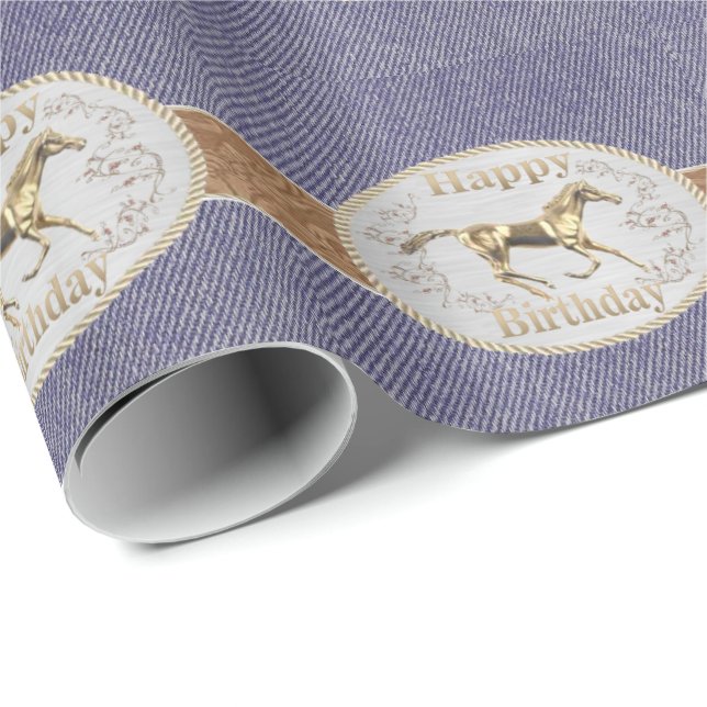 Westerna Bälte och Bälte Buckle Grattis på födelse Presentpapper (Rullad Hörn)