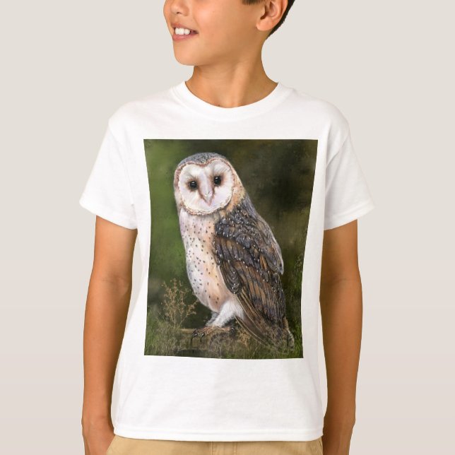 Westerna Barn Uggla - Miggad vattenfärgsmålning T Shirt (Framsida)