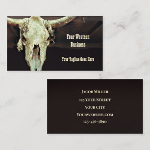 Westerna Beige Brown Rustic Bull Cow Skull Barn Visitkort