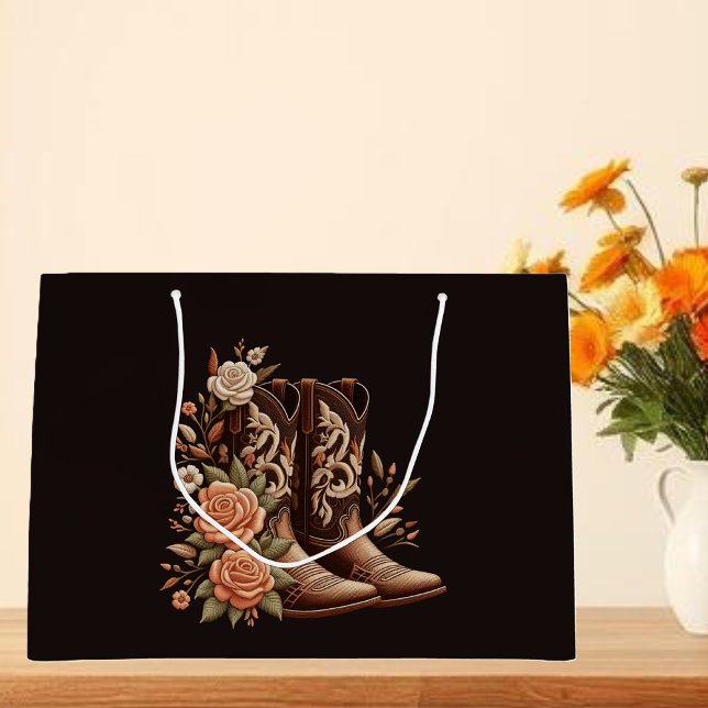 Westerna blommor från land med CowboyBoots (Country Western Flowers with Cowboy Boots Large Gift Bag )