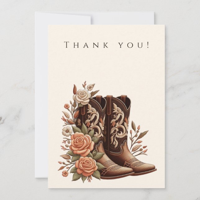 Westerna blommor från land med CowboyBoots Inbjudningar (Baksida)