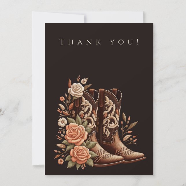 Westerna blommor från land med CowboyBoots Inbjudningar (Baksida)