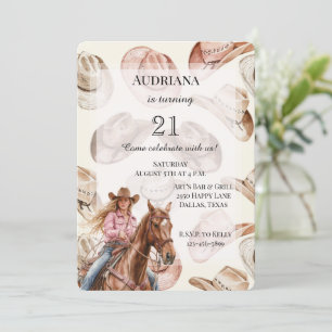 Westerna Blond Cowgirl Hats Birthday Inbjudningar