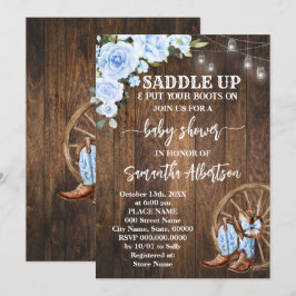 Westerna Blue Baby Shower Land Boots Inbjudningar