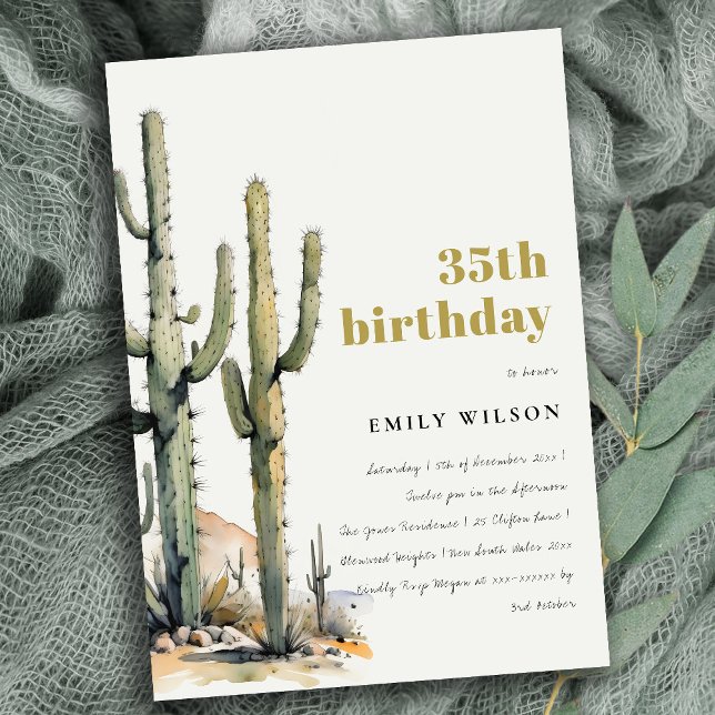 Westerna Boho Cactus Desert Ligcape Birthday Inbjudningar (Skapare uppladdad)
