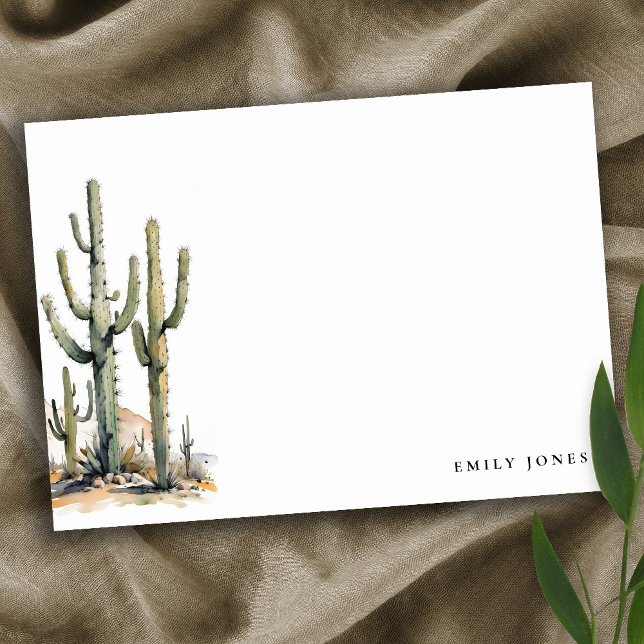 Westerna Boho Cactus Desert Ligcape Bröllop Anteckningskort (Skapare uppladdad)