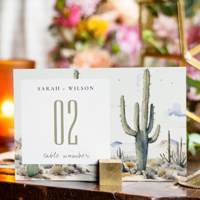 Westerna Boho Cactus Desert Ligcape Bröllop Bordsnummer (Skapare uppladdad)