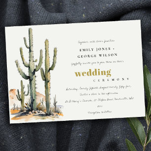 Westerna Boho Cactus Desert Ligcape Bröllop Inbjudningar