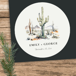 Westerna Boho Cactus Desert Ligcape Bröllop Runt Klistermärke