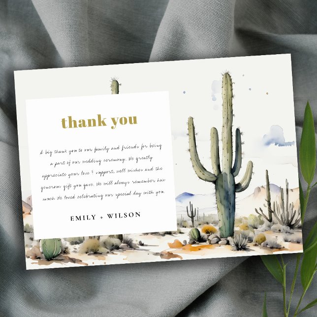 Westerna Boho Cactus Desert Ligcape Bröllop Tack Kort (Skapare uppladdad)