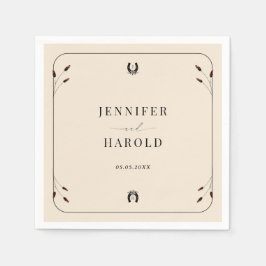 Westerna Boho Horseshoe Monogram Rustic Bröllop Pappersservett