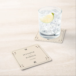 Westerna Boho Horseshoe Monogram Rustic Bröllop Underlägg Papper Kvadrat