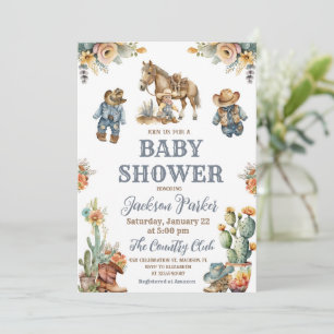 Westerna Boho Vilda western Boy Baby Shower Party Inbjudningar