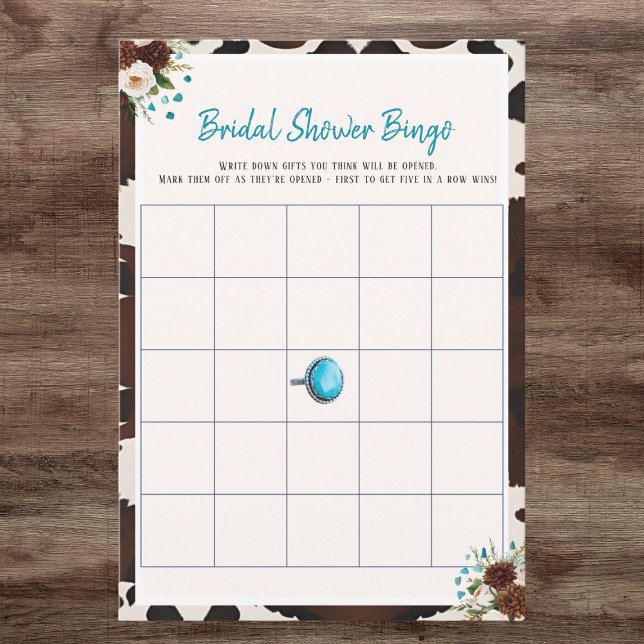 Westerna Boho WildblommMöhippa Bingo-spel Inbjudningar (Western Boho Wildflowers Bridal Shower Bingo game)