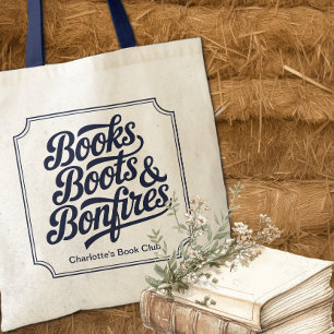 Westerna Bokar Boots & Bonfire Bok Klubb Tote Bag Tygkasse