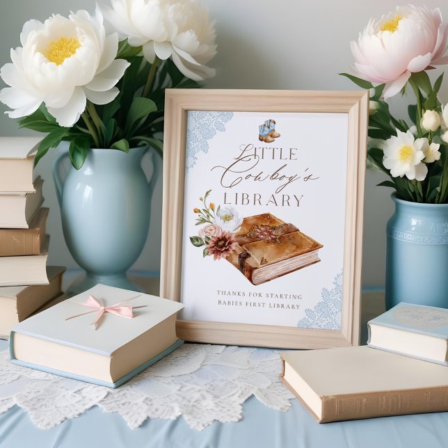 Westerna Bokar för Baby Little Cowboys Bibliotek Poster (Western Books for Baby Little Cowboy's Library Poster)