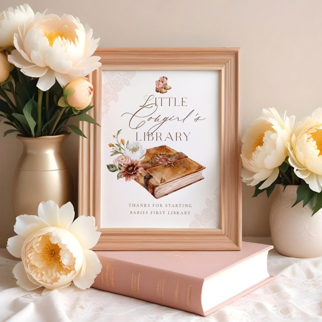 Westerna Bokar för Baby Little Cowgirl's Bibliotek Poster (Western Books for Baby Little Cowgirl's Library Poster)