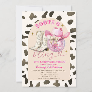 Westerna Booar vid Kow Mönster och Bling Birthday Inbjudningar