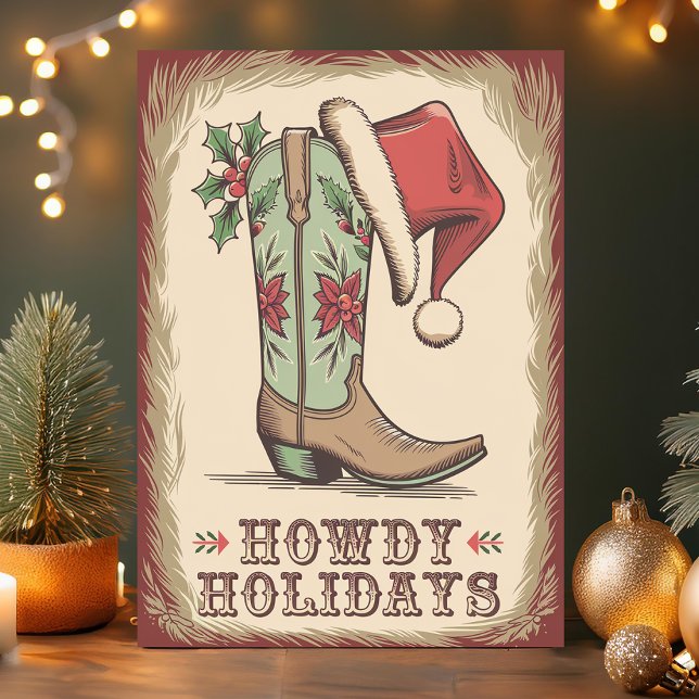 Westerna Boot Howdy-Helgdagar Cowboy-jul Helgkort (Skapare uppladdad)