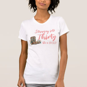 Westerna Boots Blommigt Trettionde födelsedag T Shirt