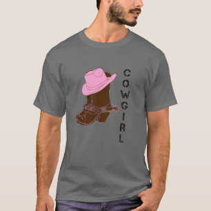 Westerna Boots Hat Spurs Girls T Shirt