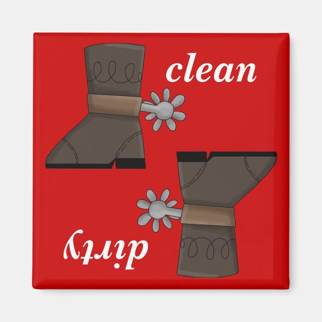 Westerna Boots och Spurs Dishwasher Magnet (Framsidan)