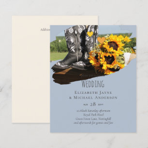 Westerna Boots Sunblommor Rustic Bröllop