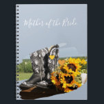 Westerna Boots Sunblommor Rustic Bröllop Anteckningsbok<br><div class="desc">Två westerna cowboystövlar med solblommor mot en dammig blå bakgrund på det här vackra landsbyggsbröllopet. En del av en större samling omfattar den här uppsättningen bröllopsinbjudningar (budgetinbjudningar och vanliga) inbjudningskort för möhippa,  brudens sida-gåvor till bridisor,  Maid of honor och Mor av brud och brudgumm,  märkre,  etiketter och annat.</div>