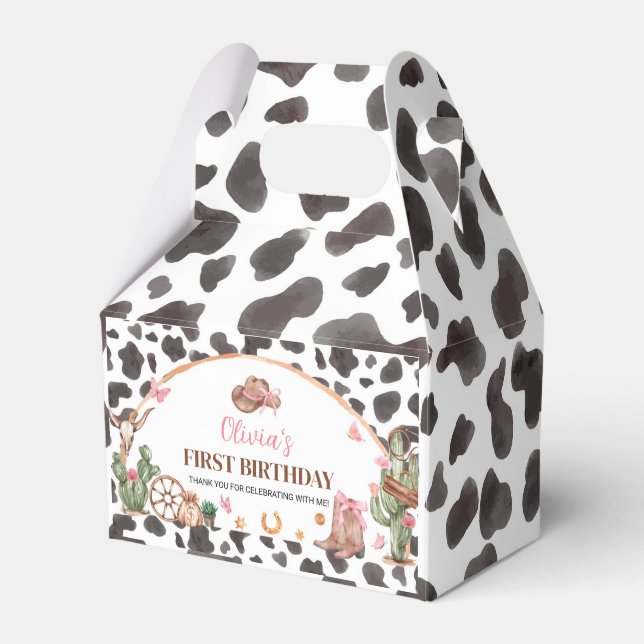 Westerna Bows Rosa Cowgirl Birthday Presentaskar (Framsidan Sidan)