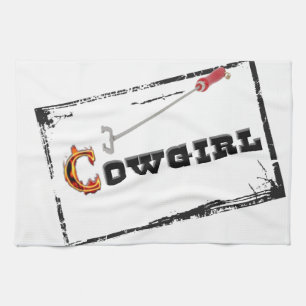 Westerna "brännmärkte Cowgirl" kökshanddukar