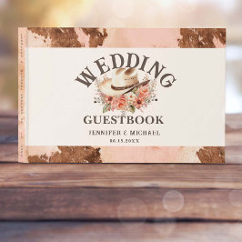 westerna Bröllop-kowhide Bröllop Guestbook Gästböcker