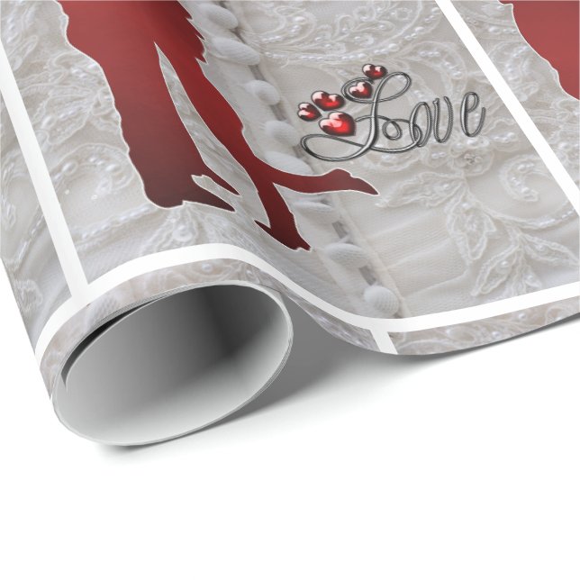 Westerna Bröllop par Romantic Kärlek Gift Wrap Presentpapper (Rullad Hörn)