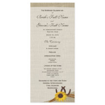 Westerna Bröllopsprogram av hästskos och solrosor