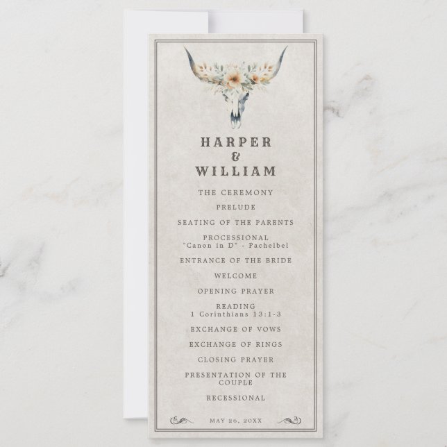 Westerna bröllopsprogrammet på lång sikt inbjudningar (Framsida)