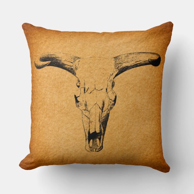 Westerna Bull Horns Kudde (Framsida)