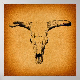Westerna Bull Horns Poster
