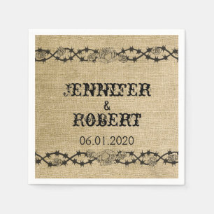 Westerna Burlap Bröllop Napkin Pappersservett