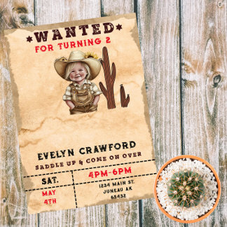 Westerna Cactus Girl Birthday i Land Inbjudningar