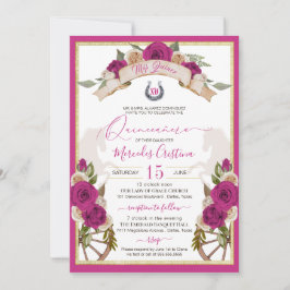 Westerna Charro Fuchsia Ro Horses Quinceanera Inbjudningar