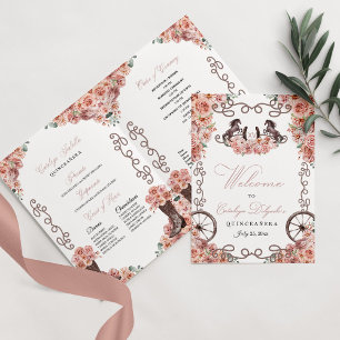 Westerna Charro Quinceañera-programmet ro Guld Inbjudan